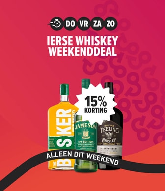 Weekenddeal ierse whiskey met 15% korting